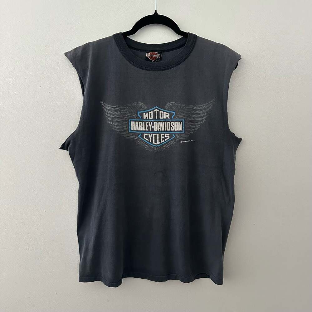 Vintage 1991 Harley-Davidson Holoubek Mancuso Houston Texas Sleeveless T-Shirt